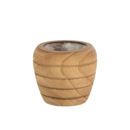 Cachepot en bois naturel 18.5x18.5x17 cm