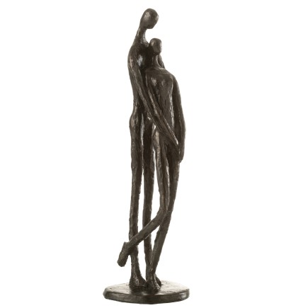 Couple en polyrésine brun foncé 11x10x37.5 cm