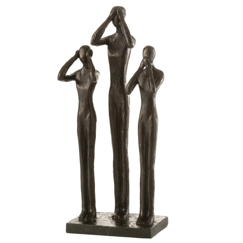 Figurine 3 personnages de bout sur socle en résine brun 18x12x41cm Figurine 3 personnages de bout sur socle en résine brun 18x12x41cm