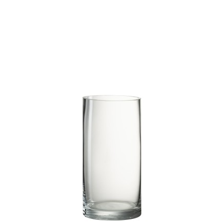 Vase cylindrique en verre transparent 10x10x21 cm